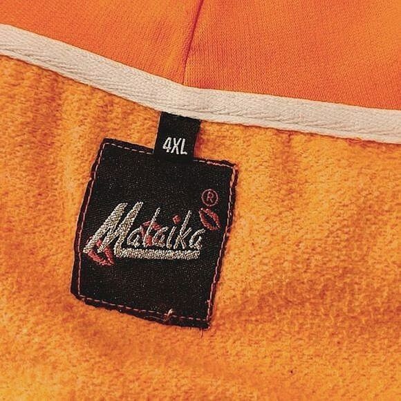 Vtg 80s fluorescent orange zip up hoodie - Picture 3 of 9
